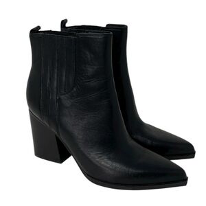 Marc Fisher Heeled Black Leather Ankle Boots Pointed Toe Chelsea Size 11